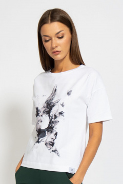 Футболка из трикотажа с удлинённым рукавом и принтом Kivviwear 4026.85 - фото 1