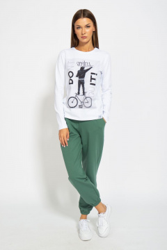 Легкий хлопковый лонгслив с принтом для повседневной носки Kivviwear 4061.11 - фото 4