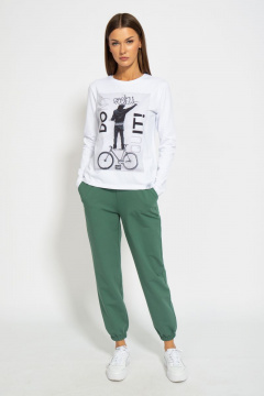 Легкий хлопковый лонгслив с принтом для повседневной носки Kivviwear 4061.11 - фото 3