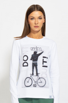 Легкий хлопковый лонгслив с принтом для повседневной носки Kivviwear 4061.11 - фото 1