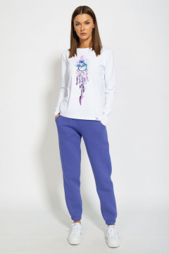 Белый хлопковый лонгслив с классическим дизайном Kivviwear 4061.15 - фото 3