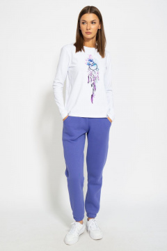 Белый хлопковый лонгслив с классическим дизайном Kivviwear 4061.15 - фото 2