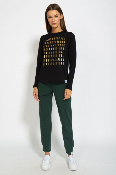 Черный хлопковый лонгслив с принтом из трикотажа Kivviwear 4061.17 - фото 5