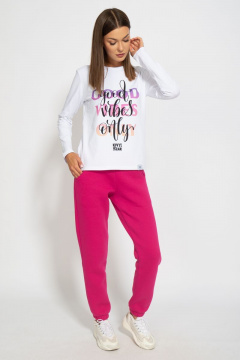 Белый хлопковый лонгслив с классическим кройом Kivviwear 4061.18 - фото 5