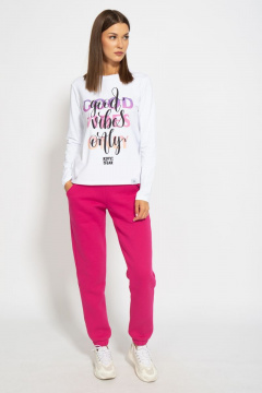 Белый хлопковый лонгслив с классическим кройом Kivviwear 4061.18 - фото 4