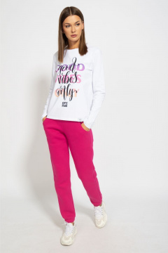 Белый хлопковый лонгслив с классическим кройом Kivviwear 4061.18 - фото 3