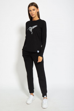 Черный хлопковый лонгслив для ежедневного стиля Kivviwear 4061.19 - фото 3