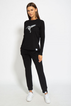 Черный хлопковый лонгслив для ежедневного стиля Kivviwear 4061.19 - фото 2