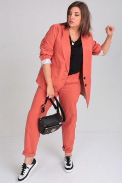 розовые брюки свободного кроя на резинке демисезон GRATTO 3235 коралл - фото 1