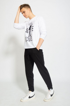 Демисезонный белый лонгслив из хлопка и трикотажа Kivviwear 1009.01 - фото 4