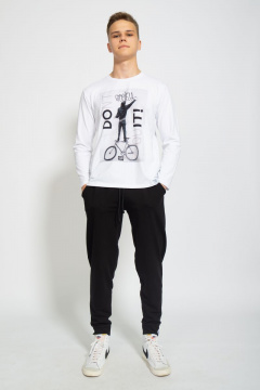 Демисезонный белый лонгслив из хлопка и трикотажа Kivviwear 1009.01 - фото 2