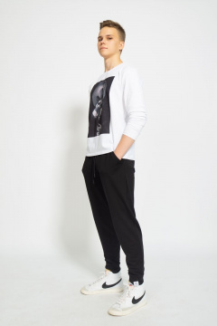 Демисезонный белый лонгслив из хлопка и трикотажа Kivviwear 1009.02 - фото 4