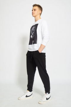 Демисезонный белый лонгслив из хлопка и трикотажа Kivviwear 1009.02 - фото 3