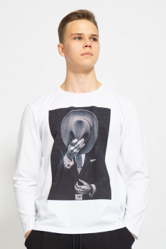 Демисезонный белый лонгслив из хлопка и трикотажа Kivviwear 1009.02 - фото 1