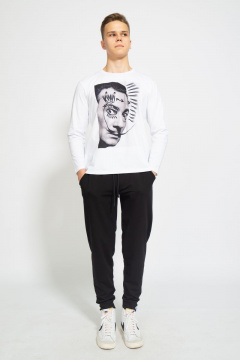 Демисезонный белый лонгслив из хлопка и трикотажа Kivviwear 1009.03 - фото 3