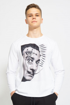 Демисезонный белый лонгслив из хлопка и трикотажа Kivviwear 1009.03 - фото 1