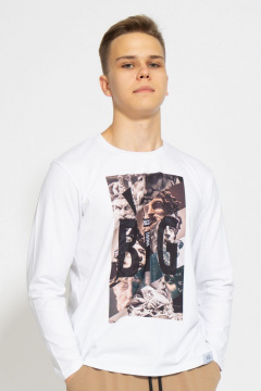 Лонгслив из хлопкового трикотажа с принтом для каждый день Kivviwear 1009.06 - фото 1