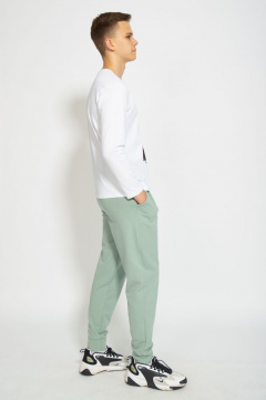 Демисезонный белый лонгслив из хлопка и трикотажа Kivviwear 1009.07 - фото 5