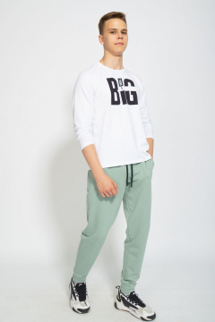 Демисезонный белый лонгслив из хлопка и трикотажа Kivviwear 1009.08 - фото 5