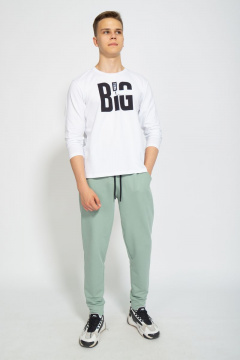 Демисезонный белый лонгслив из хлопка и трикотажа Kivviwear 1009.08 - фото 4