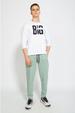 Демисезонный белый лонгслив из хлопка и трикотажа Kivviwear 1009.08 - фото 3