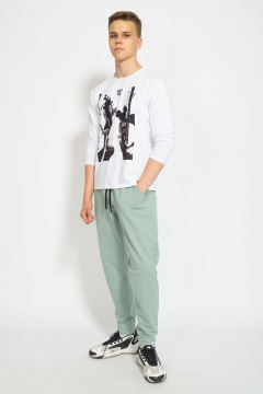 Лонгслив с принтом из трикотажа с хлопком для повседневной одежды Kivviwear 1009.09 - фото 5