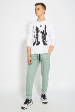 Лонгслив с принтом из трикотажа с хлопком для повседневной одежды Kivviwear 1009.09 - фото 4