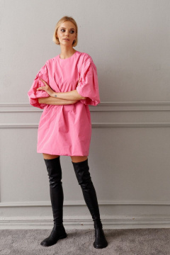 Платье прямого свободного кроя из текстиля с объемным рукавом ANNETE A3230 - фото 1