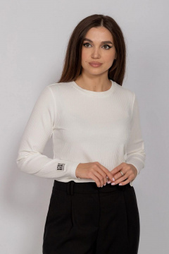 Белый демисезонный джемпер в рубчик с длинным рукавом Mislana 810 белый - фото 2