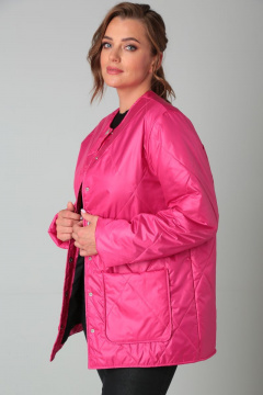 Розовая утепленная стеганая демисезонная куртка Modema м.1040/1 фуксия - фото 3