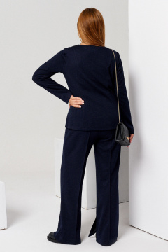 Актуальный костюм из трикотажа брюки и джемпер на каждый день Панда 125620w синий - фото 3