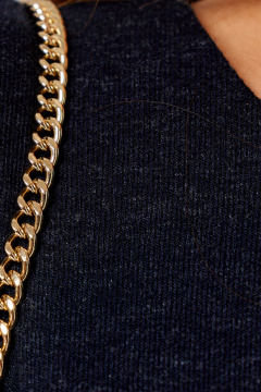 Актуальный костюм из трикотажа брюки и джемпер на каждый день Панда 125620w синий - фото 4