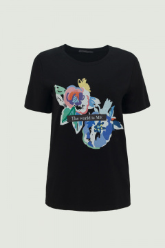 Демисезонная черная блуза из трикотажа Elema 2К-10983-1-170 чёрный - фото 1