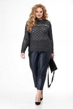 Джемпер прямого силуэта из шерсти и трикотажа Anelli 839 андронит - фото 5