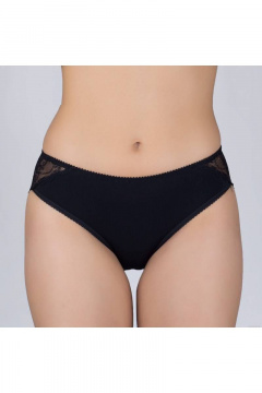 Трусы из хлопкового трикотажа с кружевной отделкой Verally 1004-3 черный - фото 1