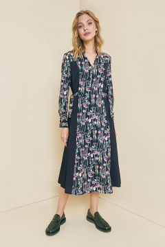 Платье из вискозы и трикотажа с вертикальными рельефами Art Ribbon M3569P - фото 1