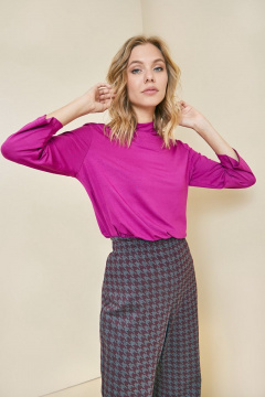 Розовый джемпер из тонкого трикотажа с воротом-стойкой Art Ribbon M3697T_1 - фото 4