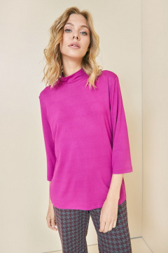 Розовый джемпер из тонкого трикотажа с воротом-стойкой Art Ribbon M3697T_1 - фото 1