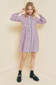 Демисезонное платье с отрезом и карманами, стойка-воротник Art Ribbon M3737P - фото 1
