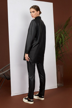 Брюки из экокожи с прилегающим силуэтом и молнией Rivoli 5151 черный - фото 2