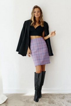 Фиолетовая юбка из плотной ткани с полуприлегающим силуэтом ANNETE A241 - фото 2