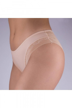 Трусы из эластичного полотна и кружева, бежевые Verally 1102-1 серебристый пион - фото 3