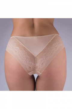 Трусы из эластичного полотна и кружева, бежевые Verally 1102-1 серебристый пион - фото 2