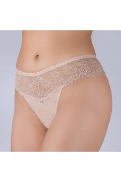 Трусы кружевные бежевые для ежедневного уюта Verally 157-4 серебристый пион - фото 3