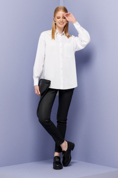 Блузка женская оверсайз деловой из хлопка Панда 112540w белый - фото 1