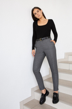 Брюки с высокой посадкой серые с класcическим силуэтом Панда 70560z серый - фото 4