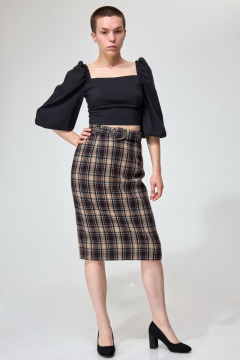 Юбка-классика в клетку с съемным поясом Angelina & Сo 750 - фото 1