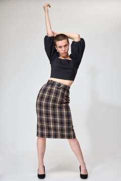 Юбка-классика в клетку с съемным поясом Angelina & Сo 750 - фото 2