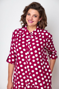 Платье бохо с воланом и застежкой на пуговицах Solomeya Lux 812D малина-горох - фото 2