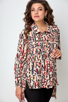 На каждый день женская рубашка мультиколор с накладными карманами Solomeya Lux 897A - фото 1